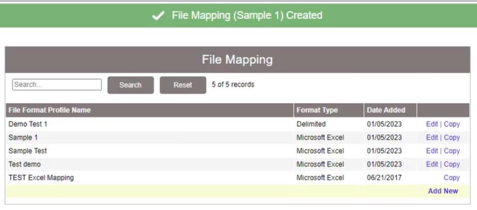Screenshot of file mapping summary sample.